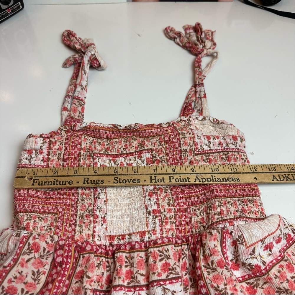 American Eagle Patchwork Tiered Sundress | Y2K Boho Cottagecore Pink Cream - Picture 6 of 11
